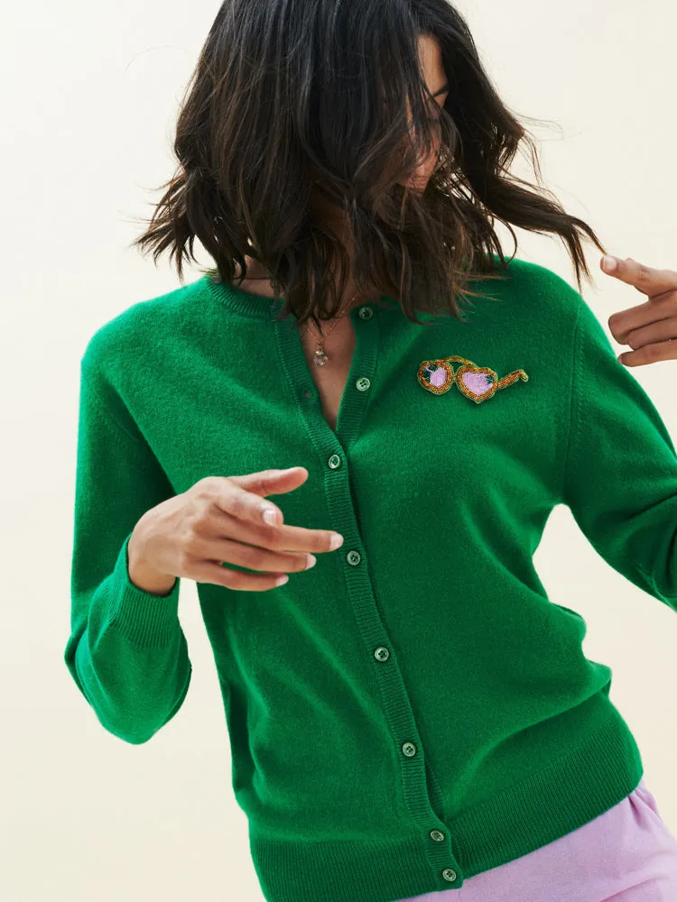 Beaded Sunglasses Cardigan sold by Lingua Franca NYC