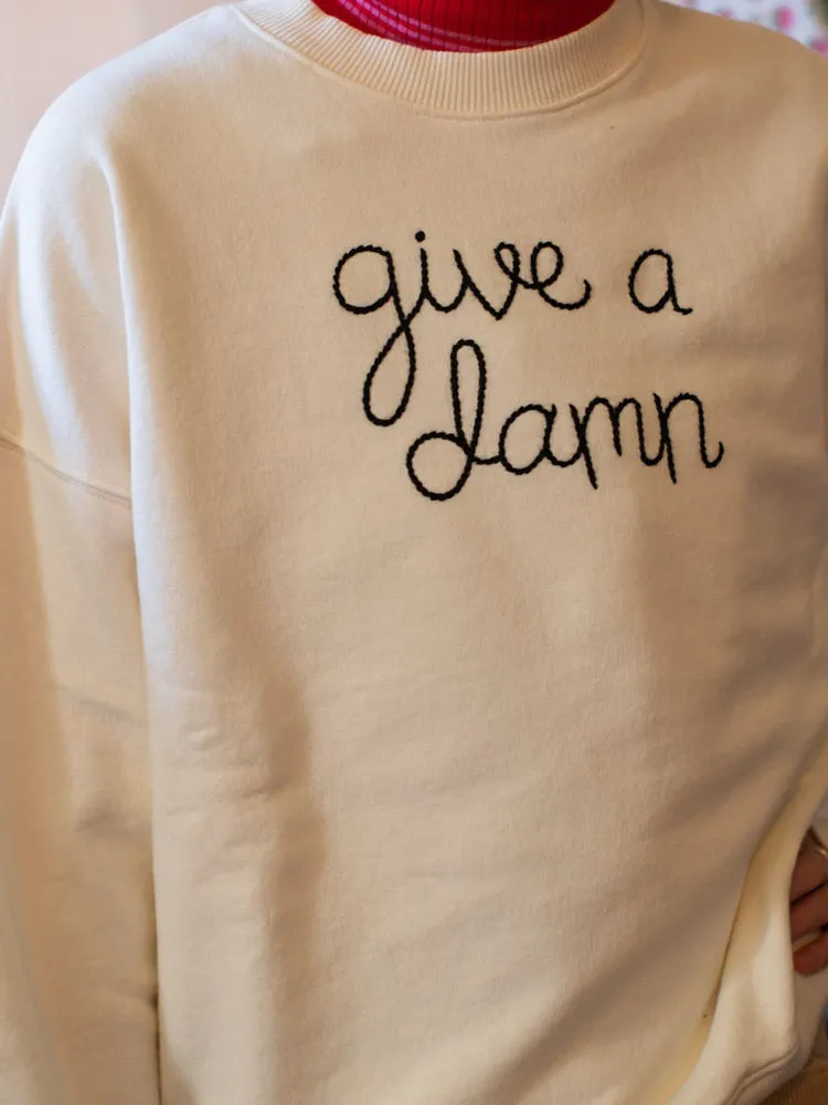 "give a damn" Sweatshirt sold by Lingua Franca NYC