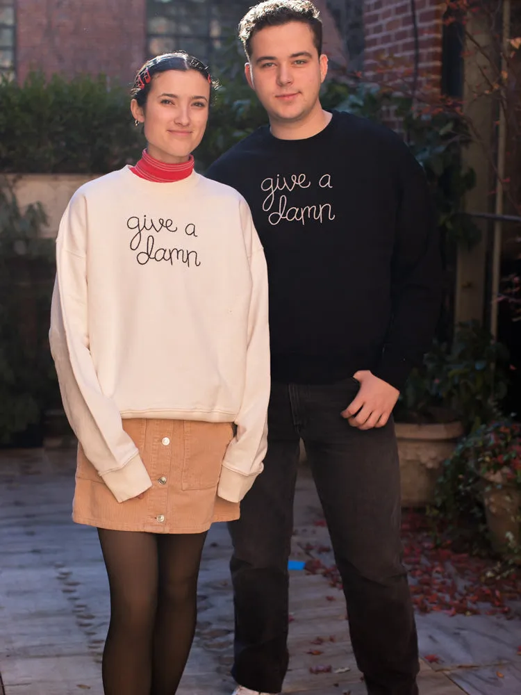 "give a damn" Sweatshirt sold by Lingua Franca NYC product image thumbnail 5