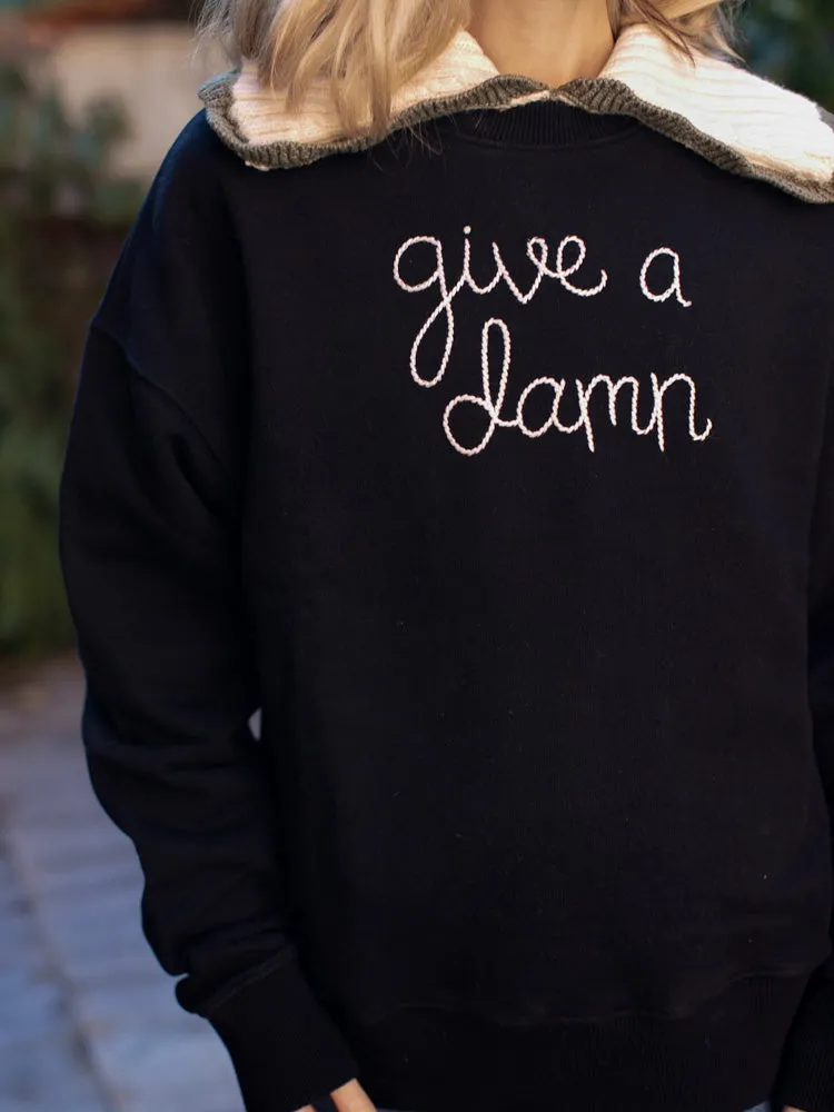 "give a damn" Sweatshirt sold by Lingua Franca NYC product image thumbnail 4