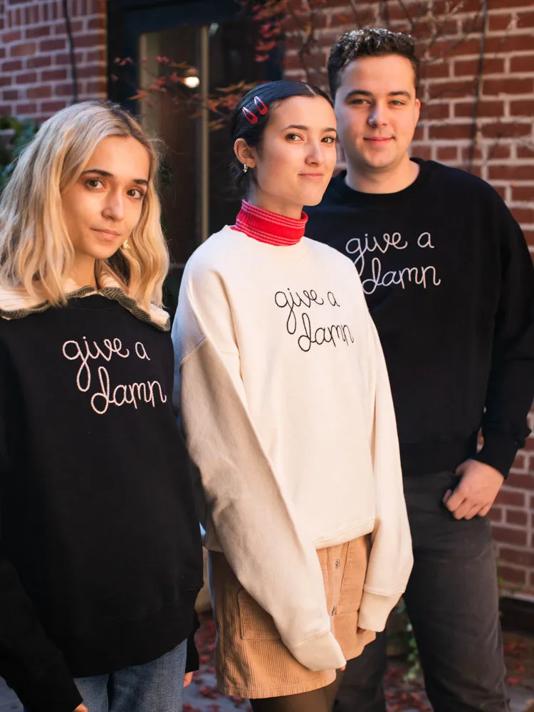 "give a damn" Sweatshirt sold by Lingua Franca NYC product image thumbnail 3