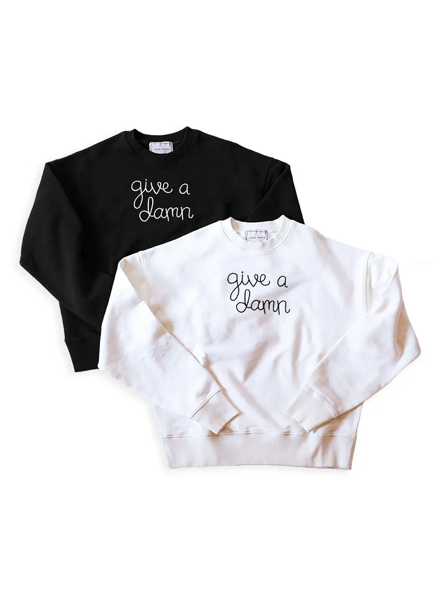 "give a damn" Sweatshirt sold by Lingua Franca NYC product image thumbnail 2