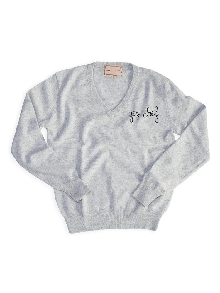 "yes chef" V-Neck sold by Lingua Franca NYC product image thumbnail 3