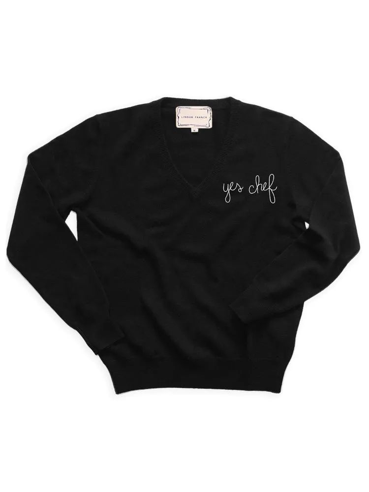 "yes chef" V-Neck sold by Lingua Franca NYC