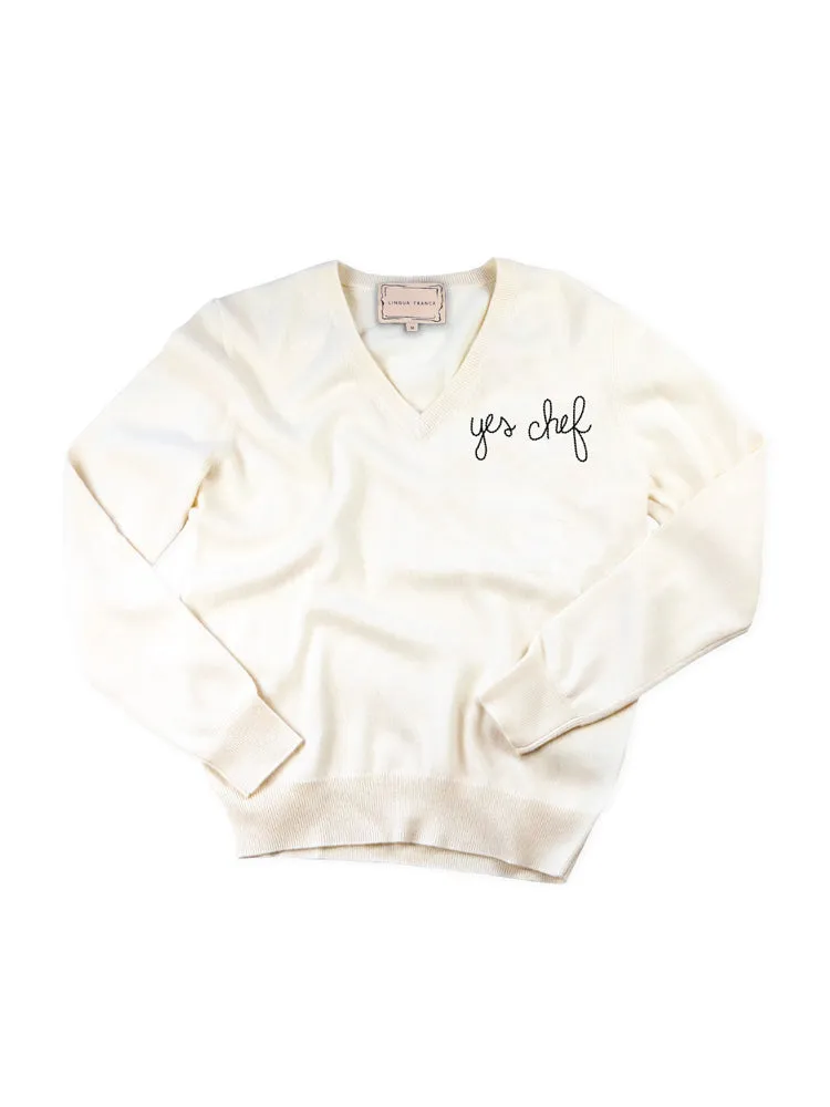 "yes chef" V-Neck sold by Lingua Franca NYC product image thumbnail 2