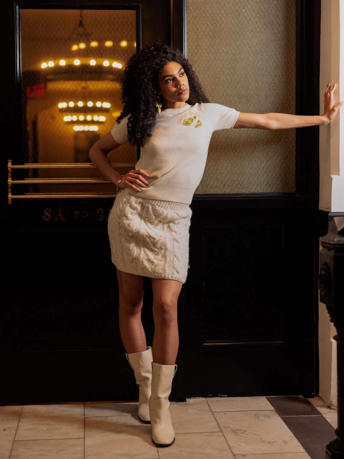 Cable Knit Mini Skirt sold by Lingua Franca NYC product image thumbnail 4