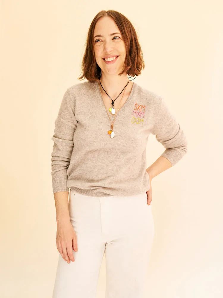 Stacked Monogram V-Neck sold by Lingua Franca NYC product image thumbnail 2