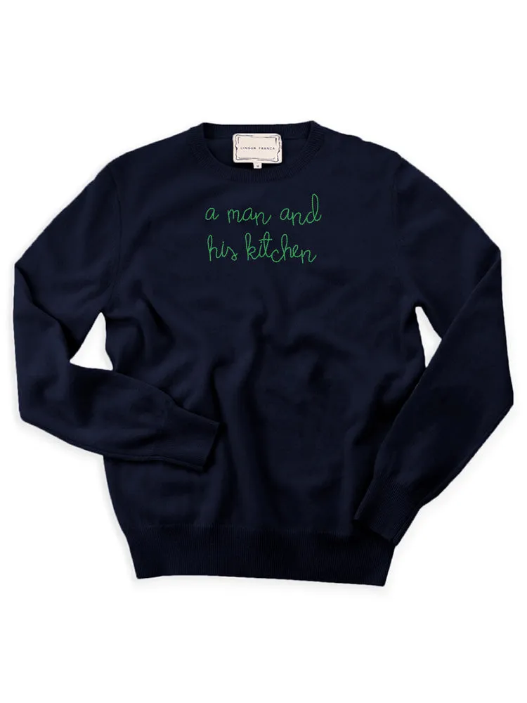 "a man and his kitchen" Crewneck sold by Lingua Franca NYC product image thumbnail 2