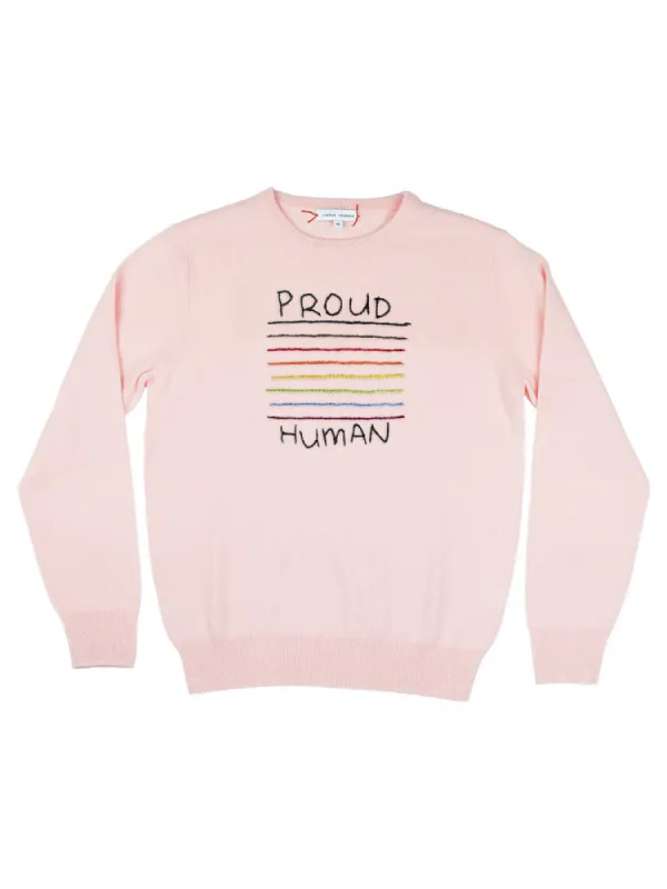 "Proud Human" Crewneck sold by Lingua Franca NYC