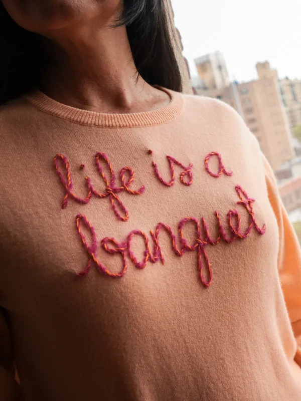 "life is a banquet" Crewneck sold by Lingua Franca NYC