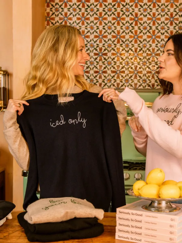 "iced only" Crewneck sold by Lingua Franca NYC