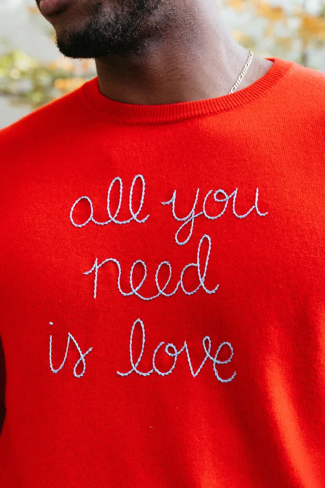 "all you need is love" Crewneck sold by Lingua Franca NYC product image thumbnail 3