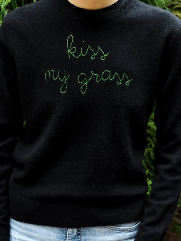 "kiss my grass" Crewneck sold by Lingua Franca NYC
