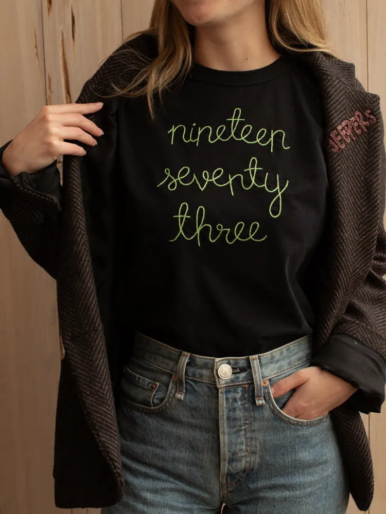 "nineteen seventy three" T-Shirt sold by Lingua Franca NYC product image thumbnail 2