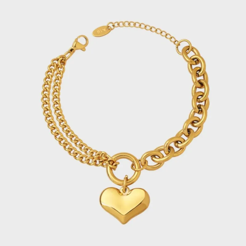 Gold Chain Bracelet with Heart Charm sold by Mason & Madison Co.