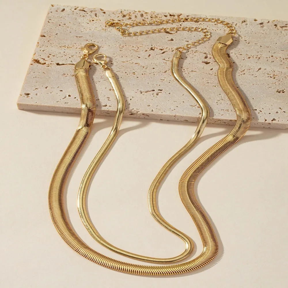 Gold Herringbone Snake Chain Layers Necklaces Bundle sold by Mason & Madison Co.
