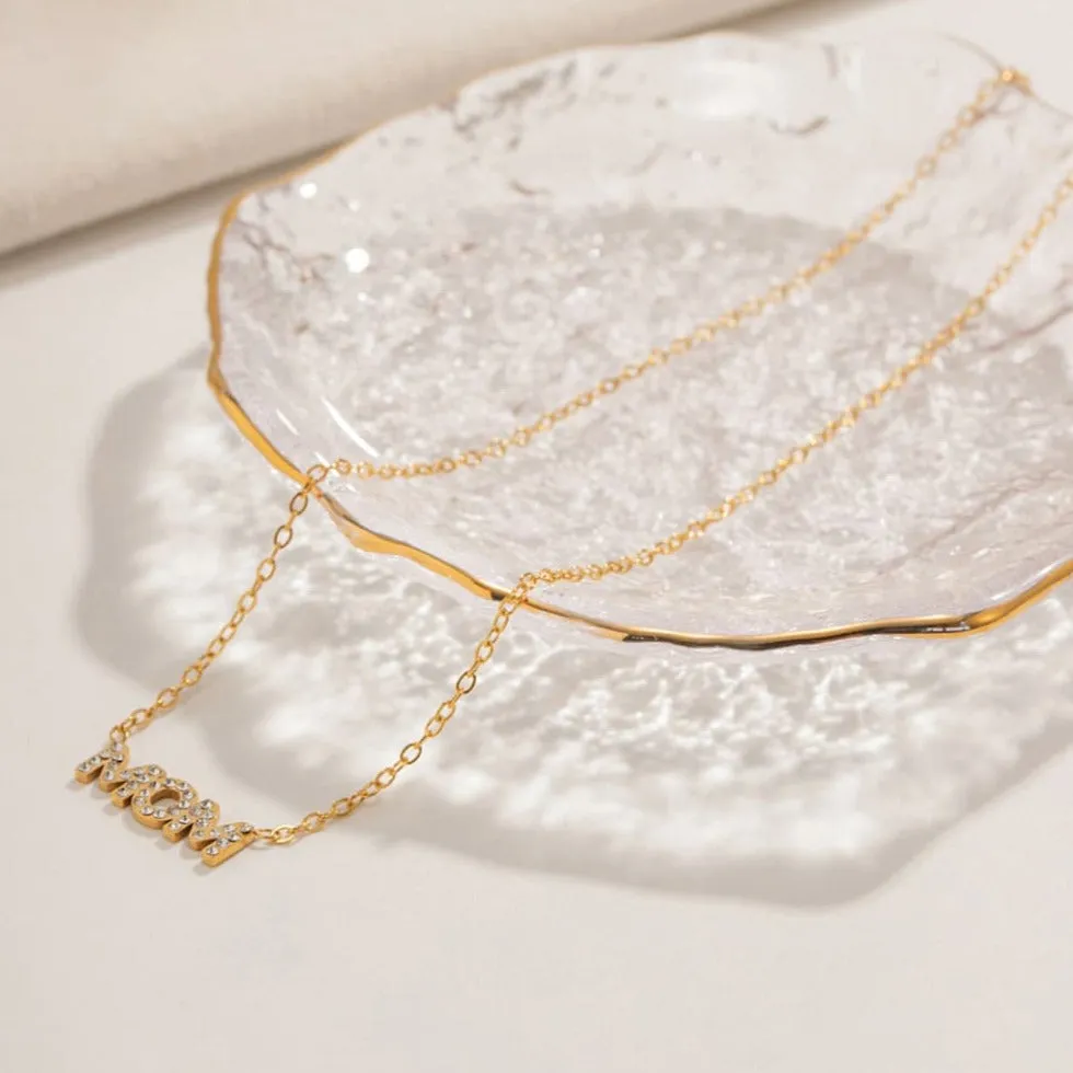 18K Gold Diamond MOM Pendant Necklace sold by Mason & Madison Co. product image thumbnail 5