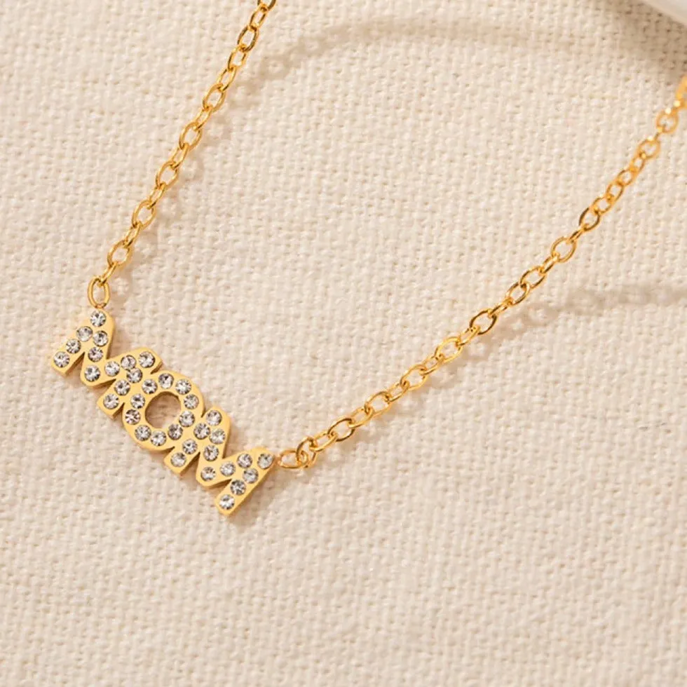 18K Gold Diamond MOM Pendant Necklace sold by Mason & Madison Co. product image thumbnail 4