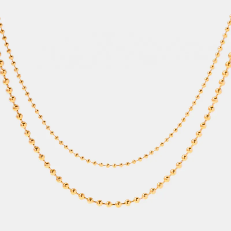 Gold Layered Bead Chain Necklace - Double sold by Mason & Madison Co.
