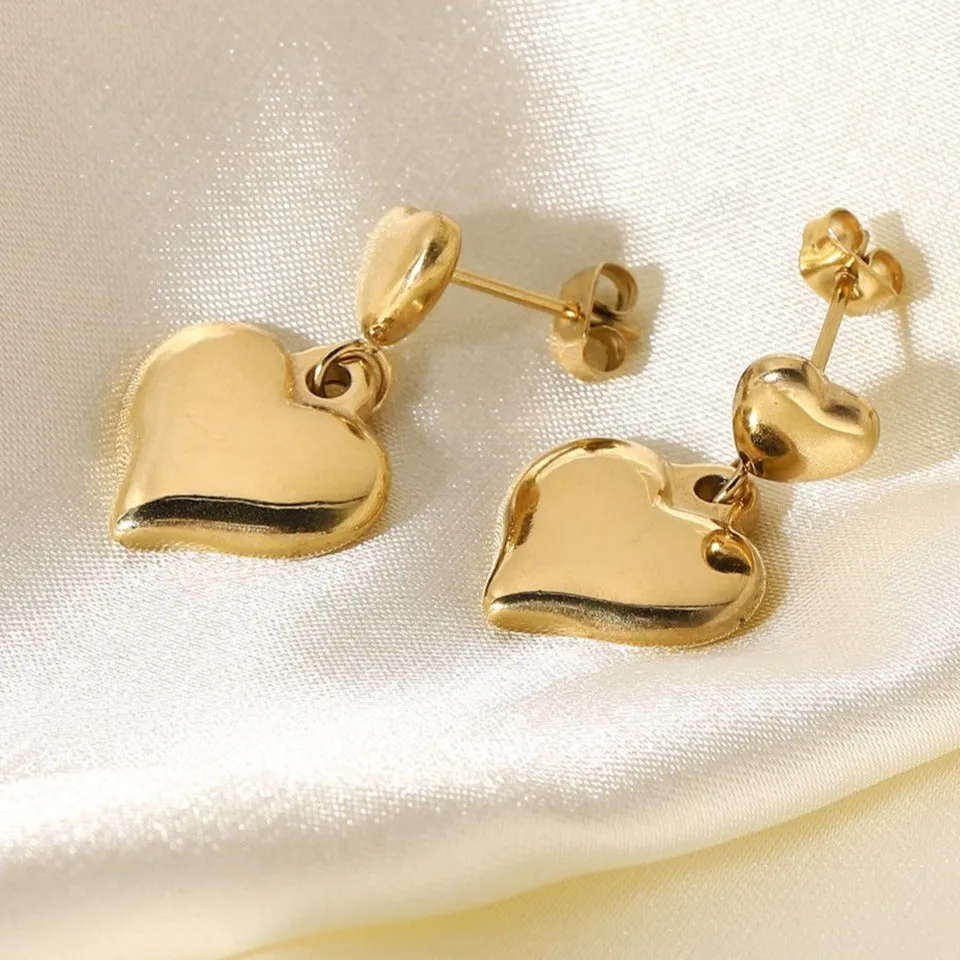 Double Heart Stud Earrings sold by Mason & Madison Co. product image thumbnail 4