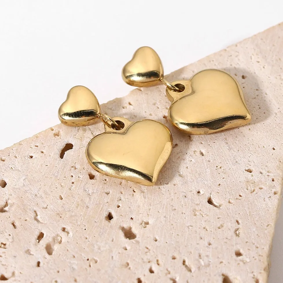 Double Heart Stud Earrings sold by Mason & Madison Co. product image thumbnail 2