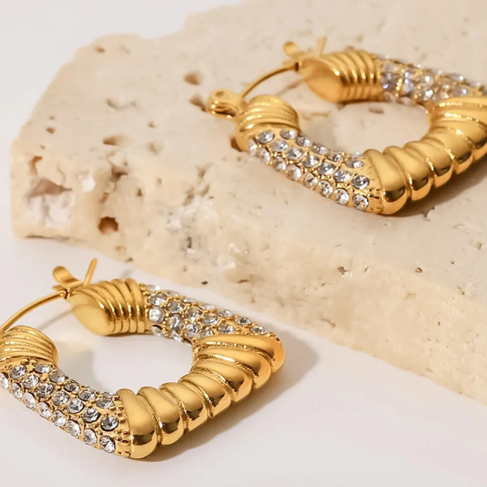 On My Mind - Diamond Inlaid Cubic Hoop Earrings sold by Mason & Madison Co. product image thumbnail 4