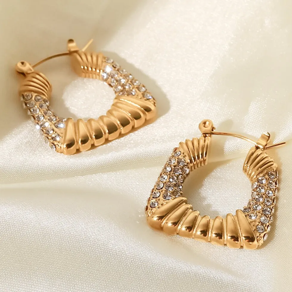 On My Mind - Diamond Inlaid Cubic Hoop Earrings sold by Mason & Madison Co.
