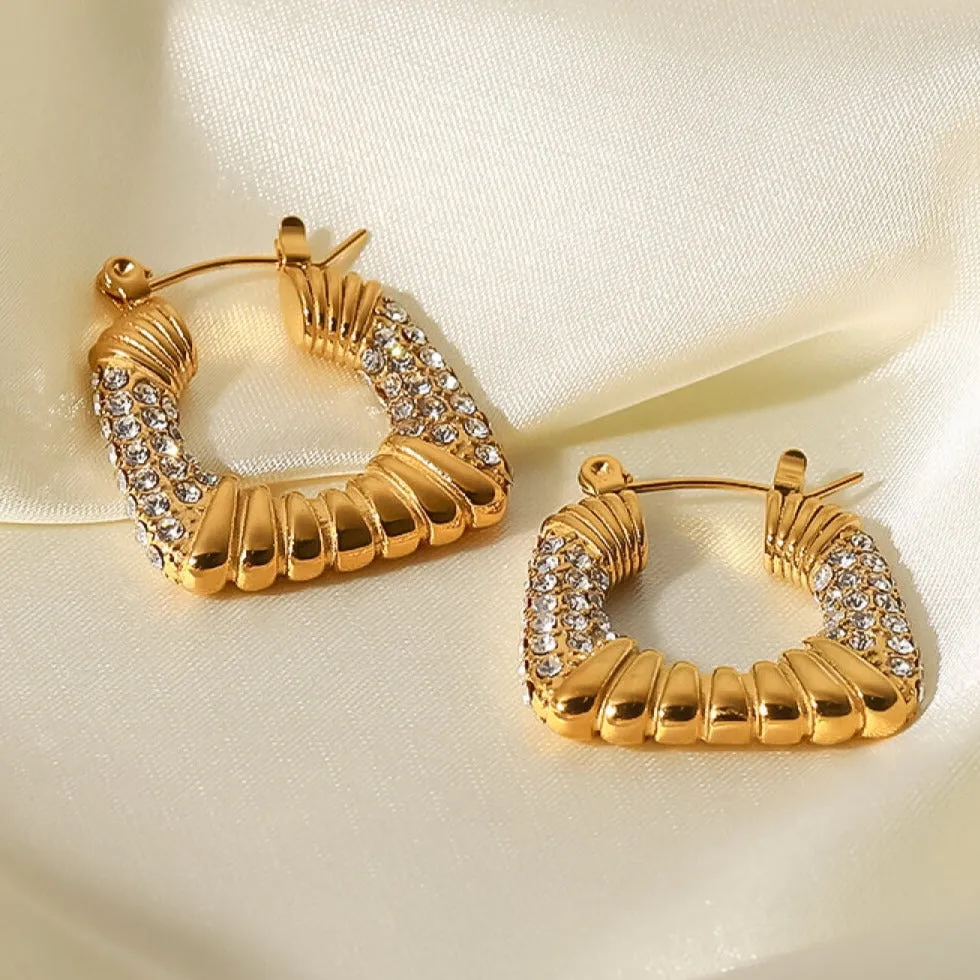 On My Mind - Diamond Inlaid Cubic Hoop Earrings sold by Mason & Madison Co. product image thumbnail 3