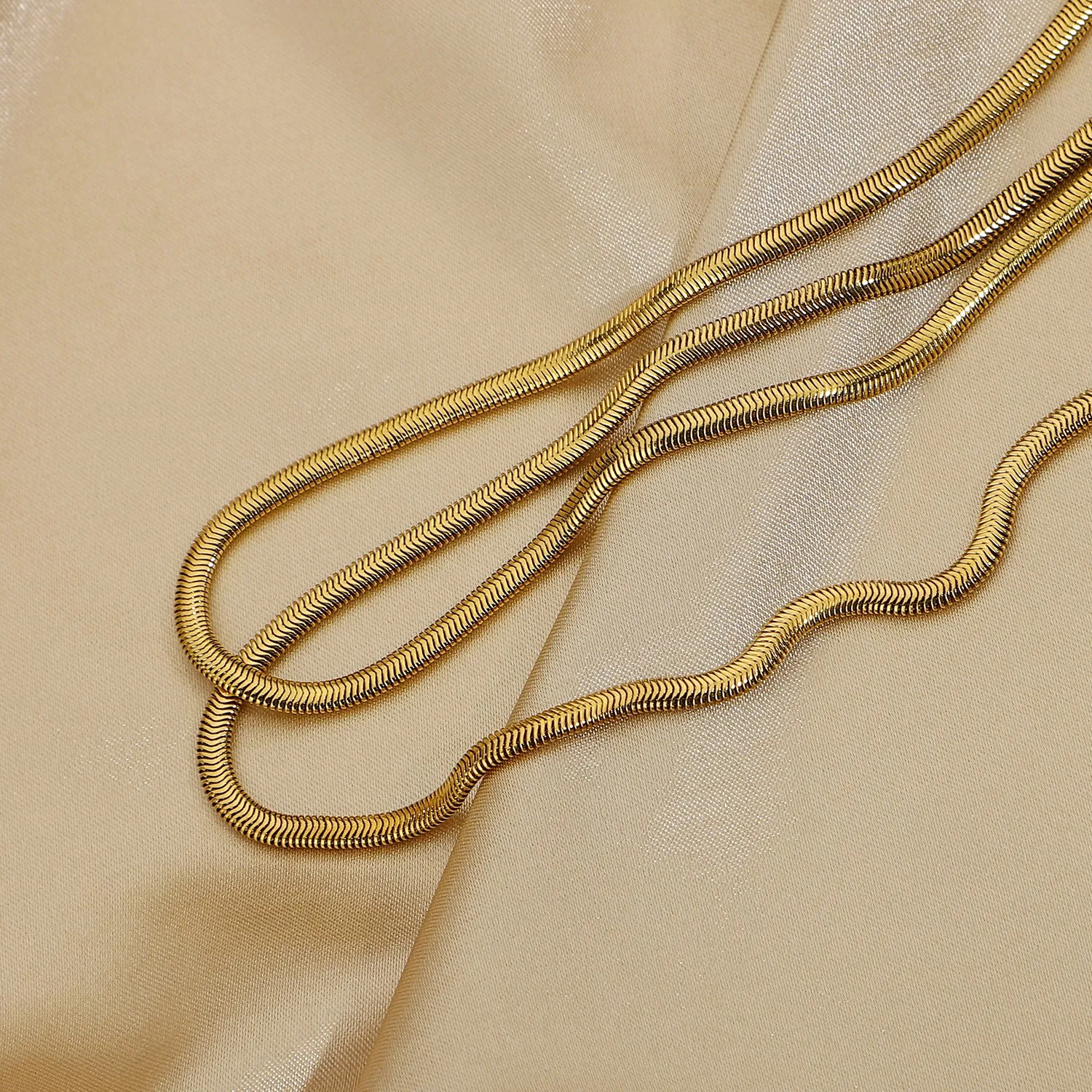 Layered Herringbone Chain Necklace sold by Mason & Madison Co. product image thumbnail 5