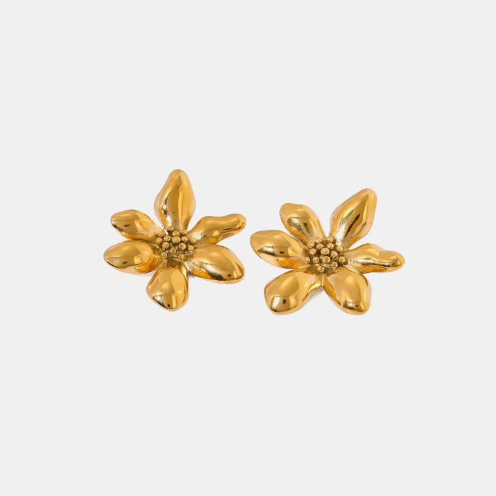 Gold Stud Earrings - Flower sold by Mason & Madison Co.