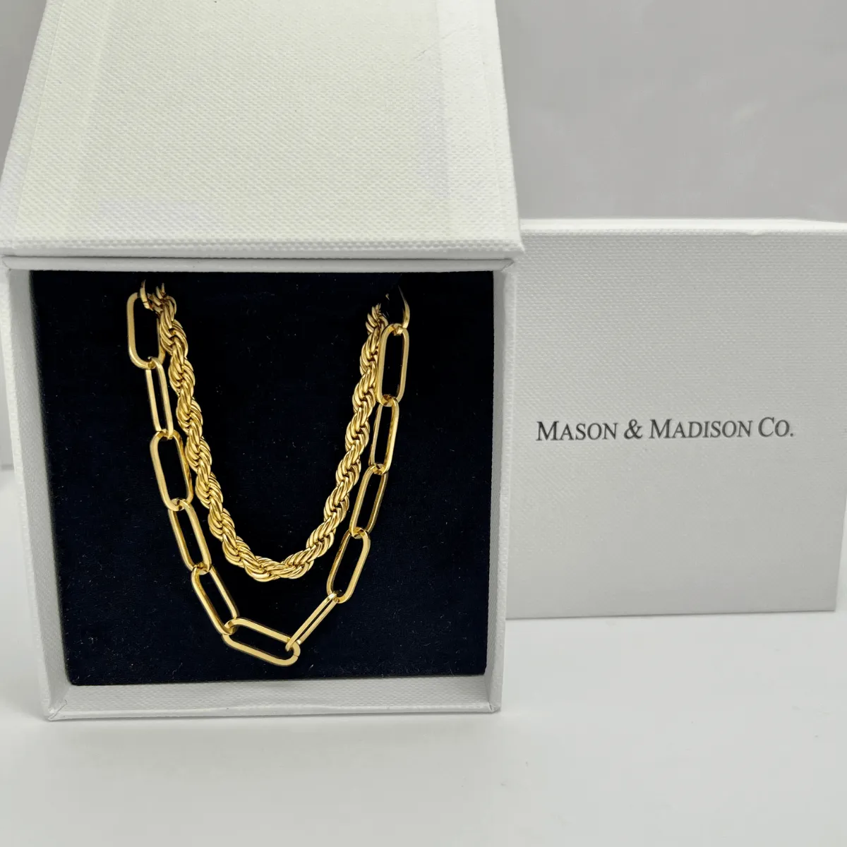 Gold Rope Chain + Link Chain Necklace Stack Bundle sold by Mason & Madison Co.