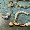 Gold Heart Charm Pearl Bracelet sold by Mason & Madison Co.