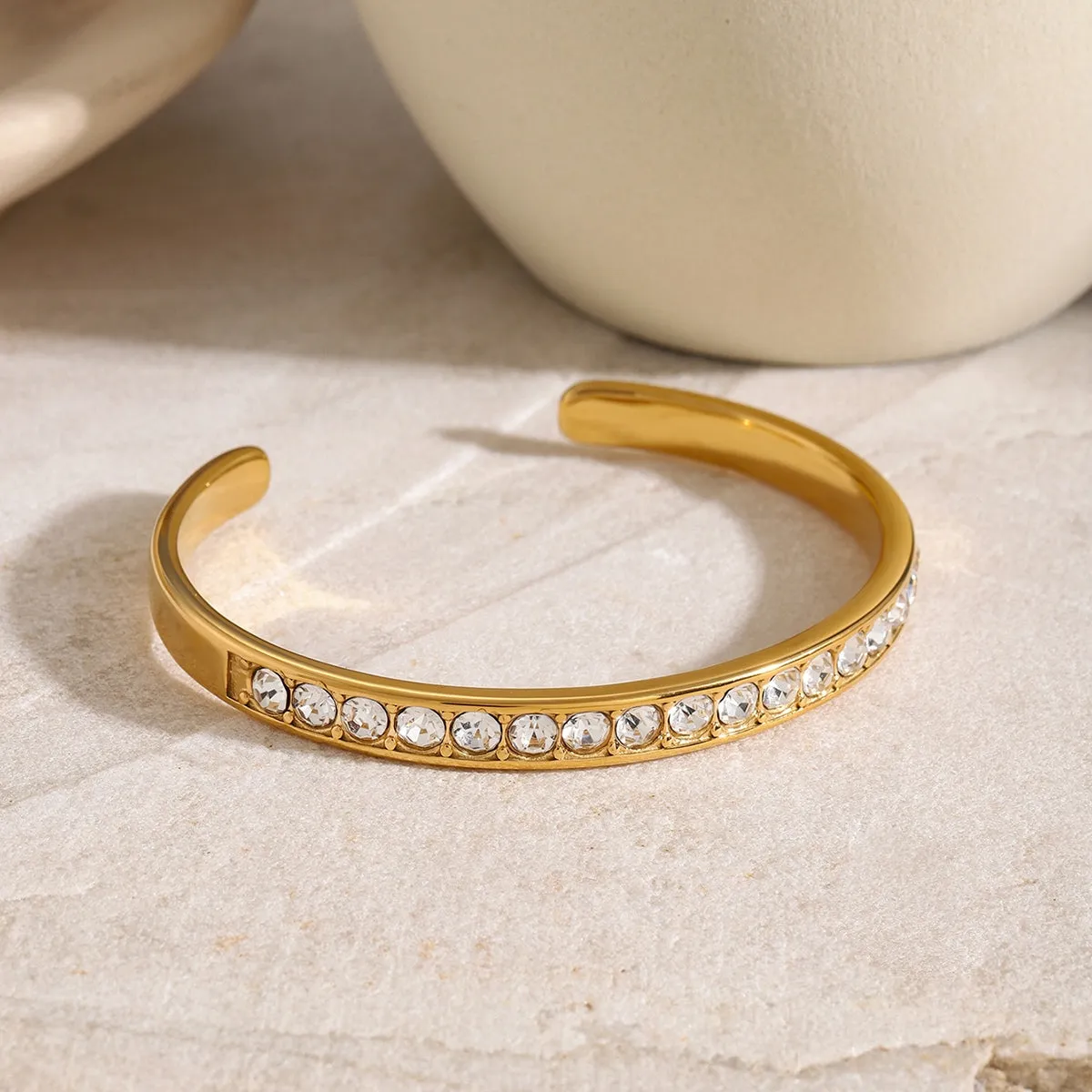 Gold Tennis Cuff Bracelet with Diamonds sold by Mason & Madison Co. product image thumbnail 5