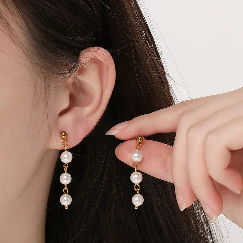 Pearl Chain Drop Earrings sold by Mason & Madison Co. product image thumbnail 2