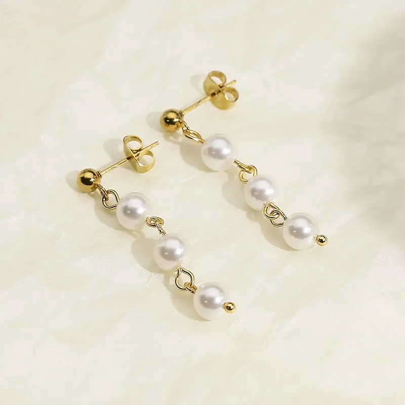 Pearl Chain Drop Earrings sold by Mason & Madison Co. product image thumbnail 3