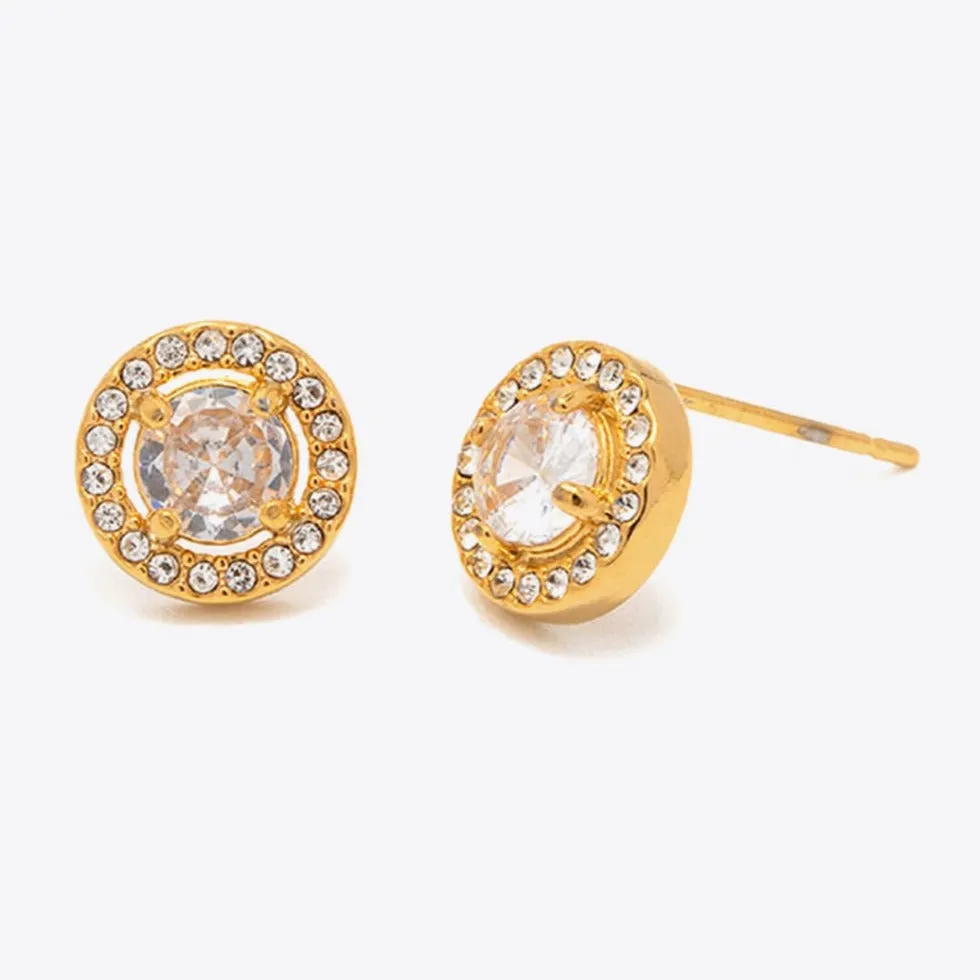 Round Inlaid Diamond Stud Earrings sold by Mason & Madison Co. product image thumbnail 2