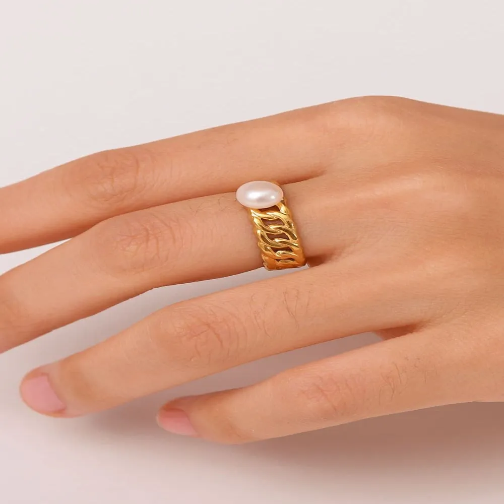 Pearl Chain Necklace Earrings Ring Bundle Set - MADISON PEARL DUET™ Elegance sold by Mason & Madison Co. product image thumbnail 5