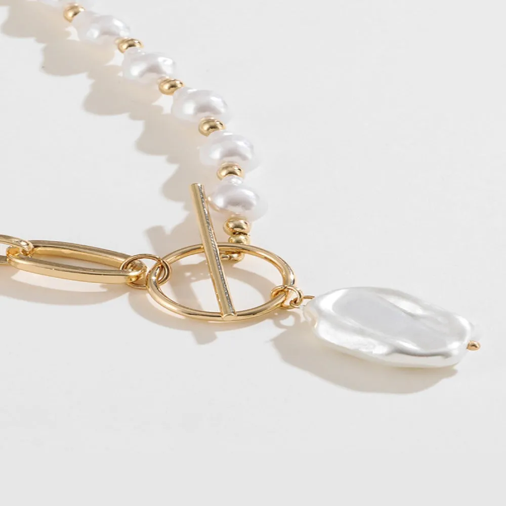 Half Pearl Chain with Organic Pearl Pendant Necklace sold by Mason & Madison Co. product image thumbnail 3