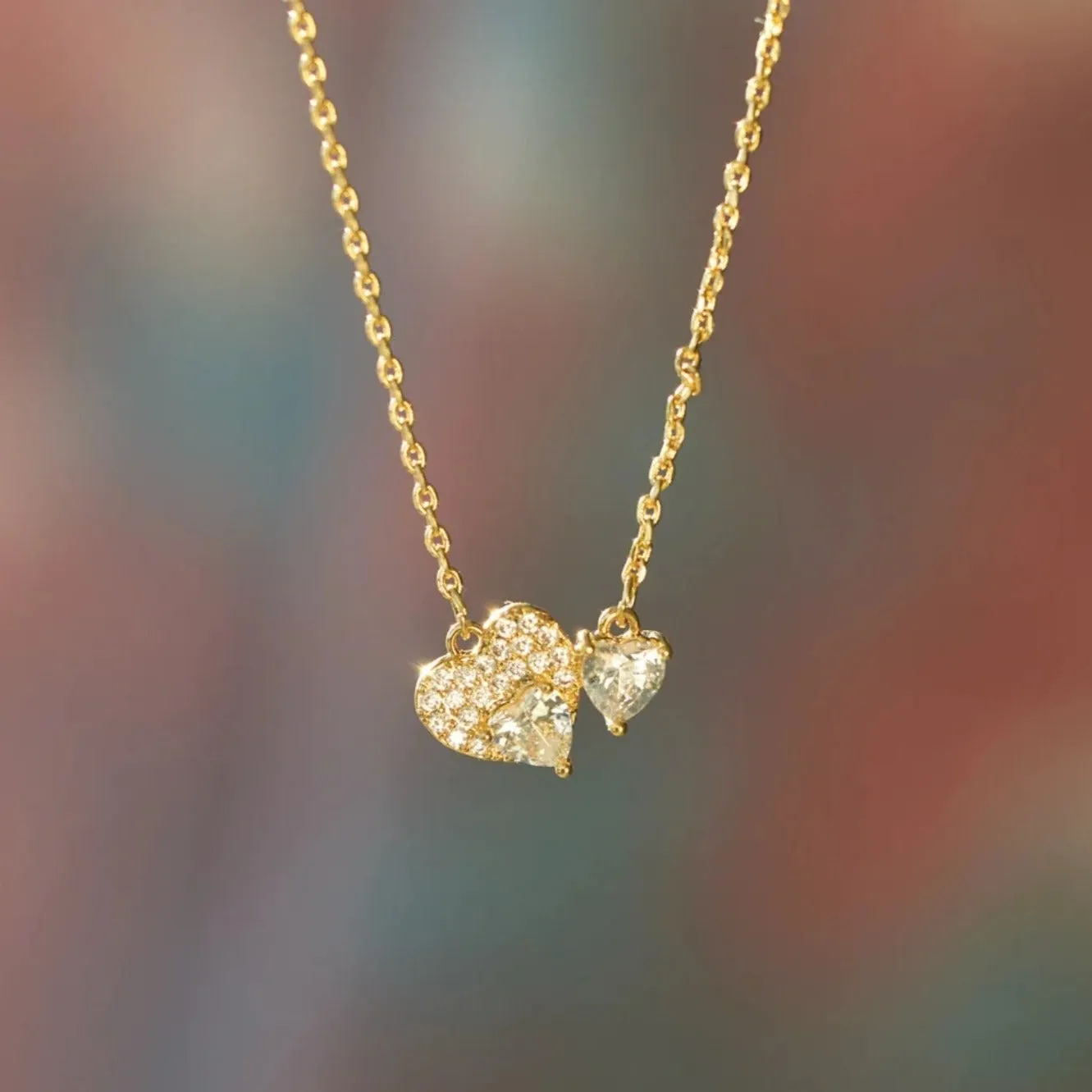 Diamond Double Heart Pendant Necklace sold by Mason & Madison Co.