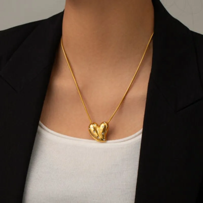 Gold Heart Pendant Necklace with Diamonds sold by Mason & Madison Co. product image thumbnail 2