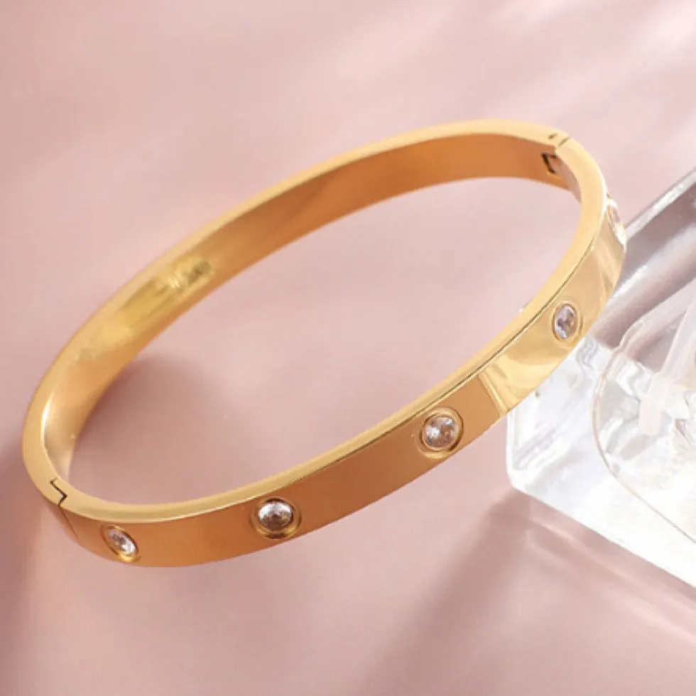 Gold Inlaid Diamond Bangle Bracelet sold by Mason & Madison Co. product image thumbnail 2