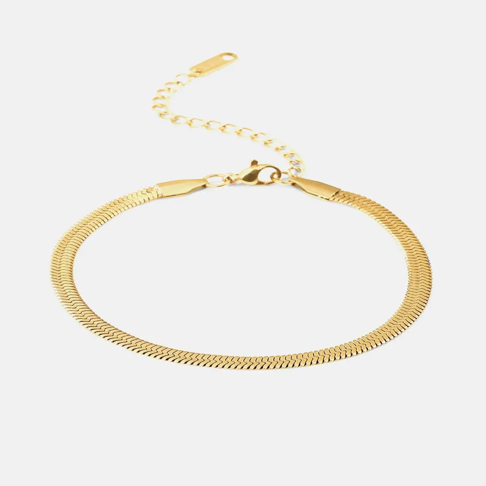 18K Gold Herringbone Snake Chain Bracelet sold by Mason & Madison Co.