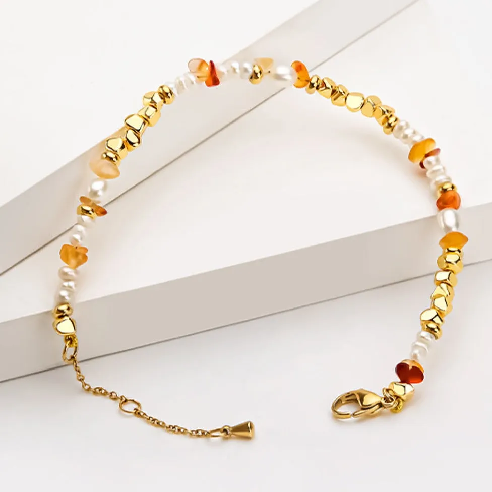 Pearl Chain Bracelet with Natural Stone sold by Mason & Madison Co. product image thumbnail 3