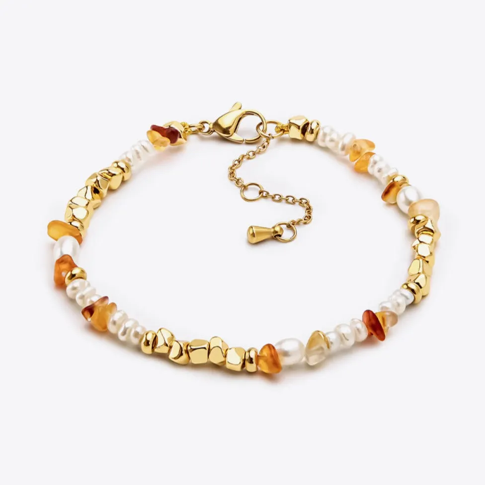 Pearl Chain Bracelet with Natural Stone sold by Mason & Madison Co.