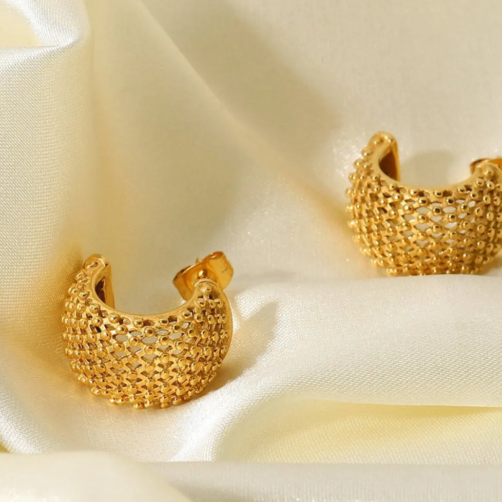 Gold Hoop Earrings - Mesh Half sold by Mason & Madison Co. product image thumbnail 4