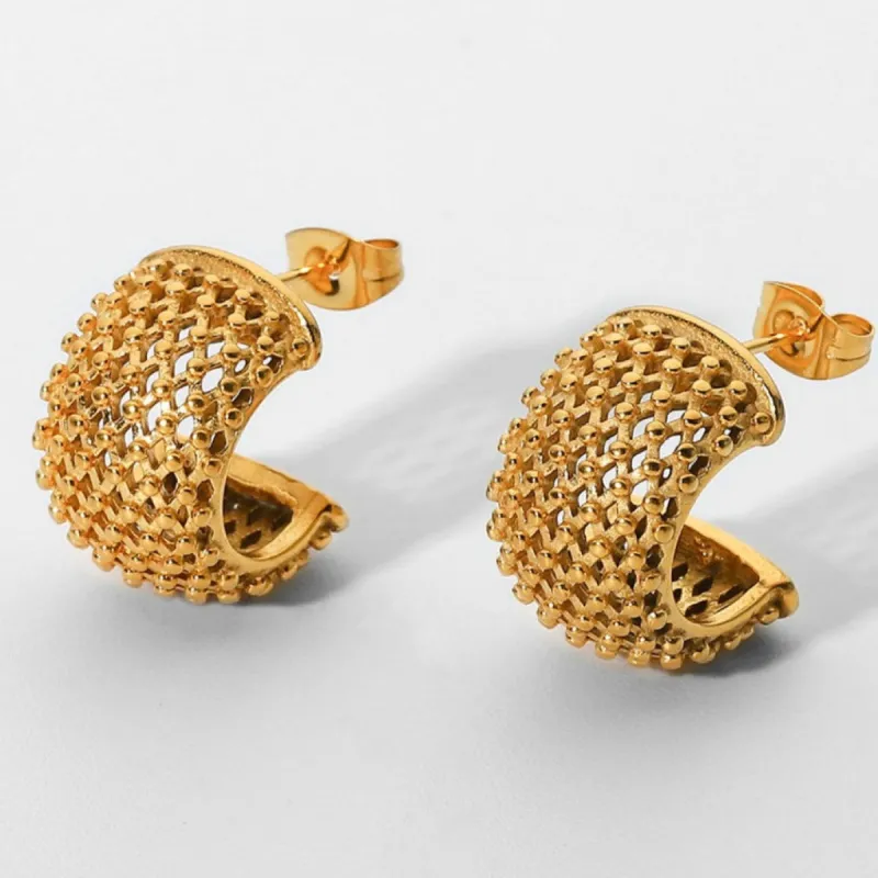Gold Hoop Earrings - Mesh Half sold by Mason & Madison Co.
