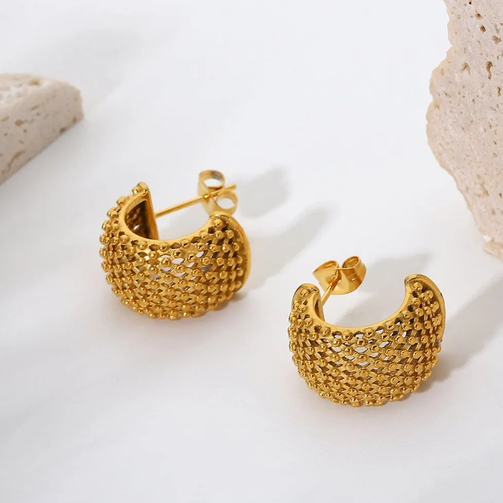Gold Hoop Earrings - Mesh Half sold by Mason & Madison Co. product image thumbnail 2