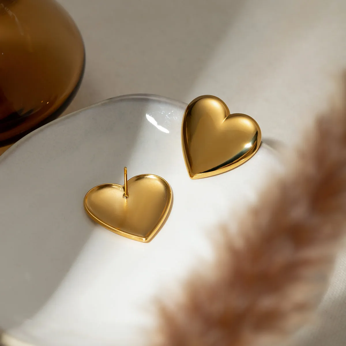 Gold Heart Stud Earrings sold by Mason & Madison Co. product image thumbnail 3