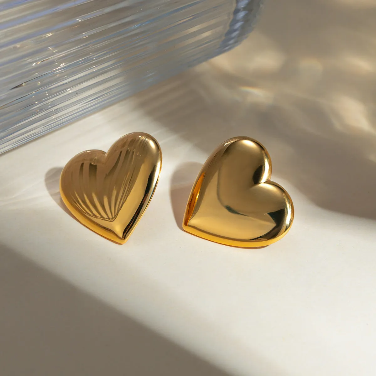 Gold Heart Stud Earrings sold by Mason & Madison Co. product image thumbnail 2