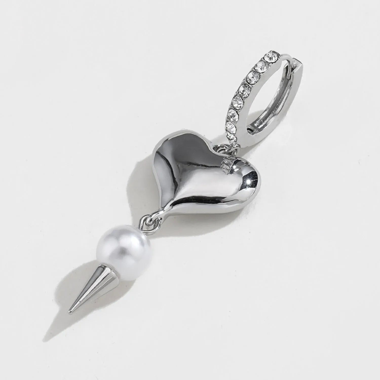 Diamond Pearl Heart Drop Earrings sold by Mason & Madison Co. product image thumbnail 3